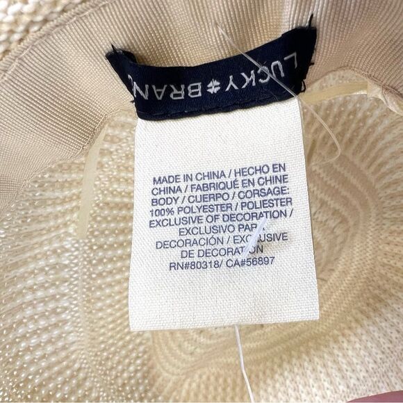 NEW Lucky Brand Stripe Woven Knit Hat Cream One Size - Picture 9 of 12